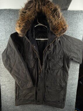 Barbour International Race Wax Parka Coat Men Full Zip Medium Insulated Hooded